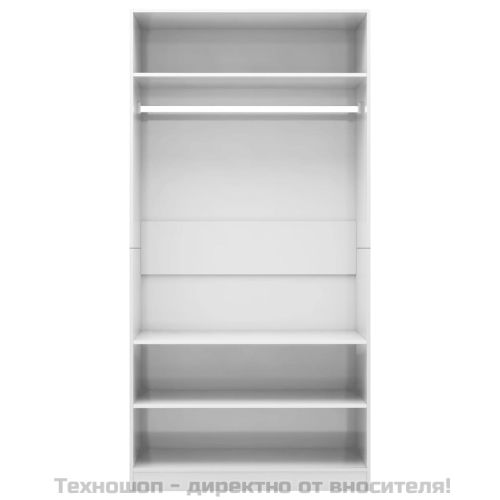 Гардероб, бял гланц, 100x50x200 см, инженерно дърво