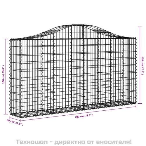 Габионни кошници арка 7 бр 200x30x100/120 см поцинковано желязо