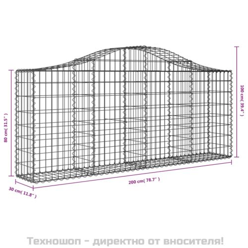 Габионни кошници арка 9 бр 200x30x80/100 см поцинковано желязо