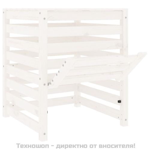 Компостер, бял, 63,5x63,5x77,5 см, борово дърво масив