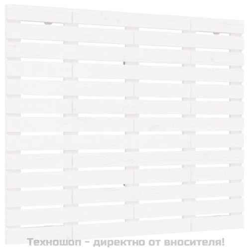 Стенна табла за спалня, бяла, 146x3x91,5 см, борово дърво масив