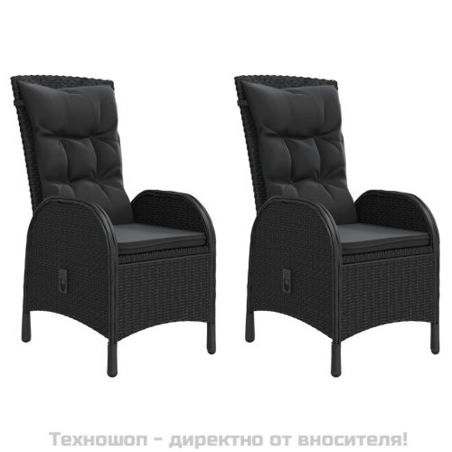 Външни столове, 2 бр, полиратан, черни