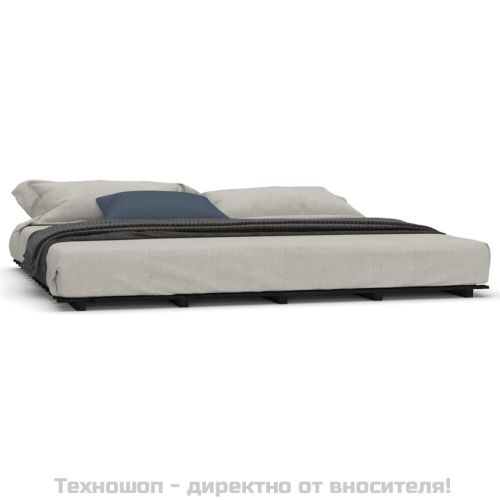 Рамка за легло, черна, 200x200 см, бор масив