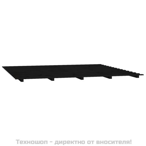 Рамка за легло, черна, 200x200 см, бор масив