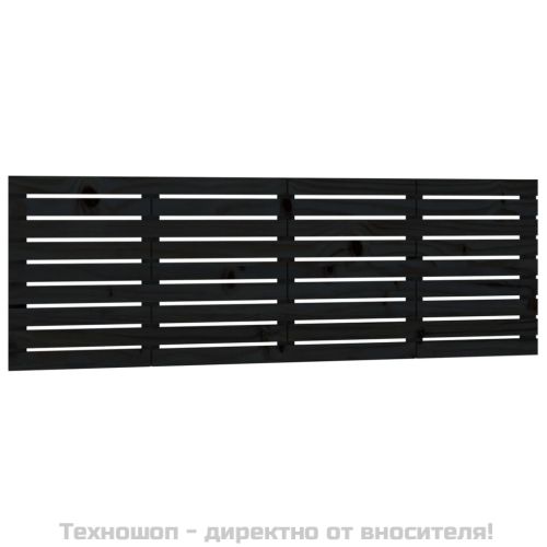 Стенна табла за спалня, черна, 166x3x63 см, борово дърво масив