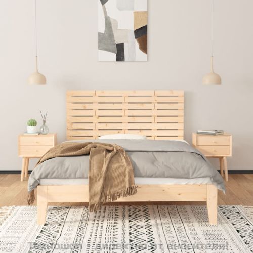Стенна табла за спалня, 126x3x63 см, борово дърво масив