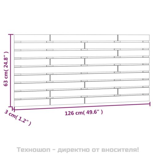 Стенна табла за спалня, 126x3x63 см, борово дърво масив