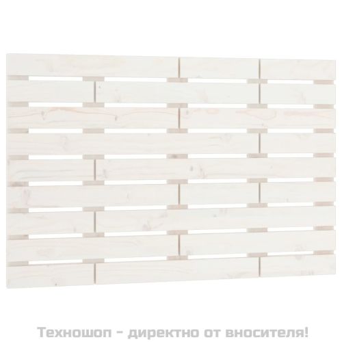 Стенна табла за спалня, бяла, 106x3x63 см, борово дърво масив