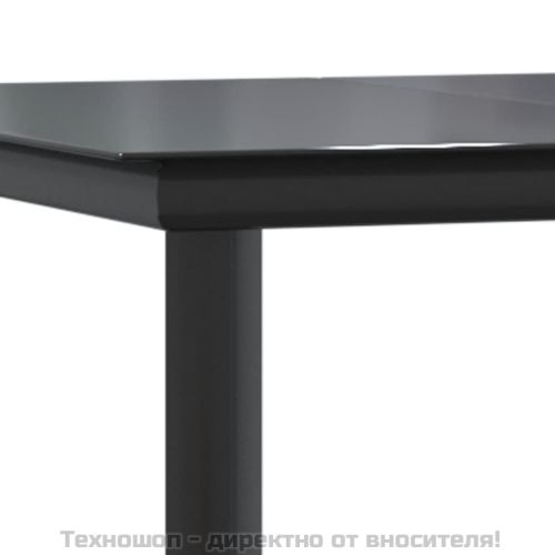 Градински трапезен комплект, 5 части, черен, полиратан