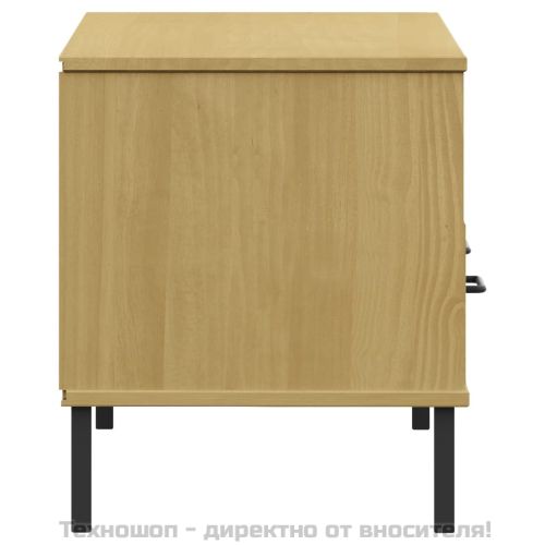 ТВ шкаф с метални крака, кафяв, бор масив, OSLO