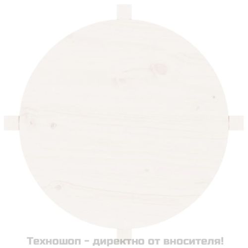 Кафе маса, бяла, Ø 62,5x45 см, борово дърво масив