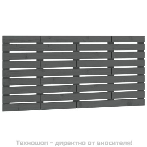 Стенна табла за спалня, сива, 126x3x63 см, борово дърво масив
