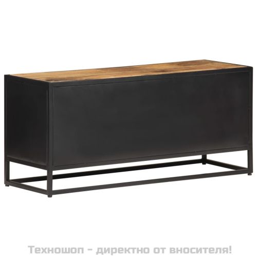 ТВ шкаф, 90x30x40 см, грубо мангово дърво масив и тръстика