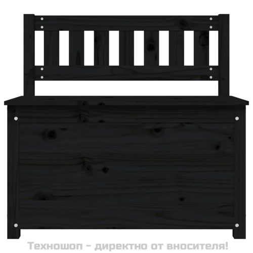 Пейка, черна, 80x41x77 см, борово дърво масив