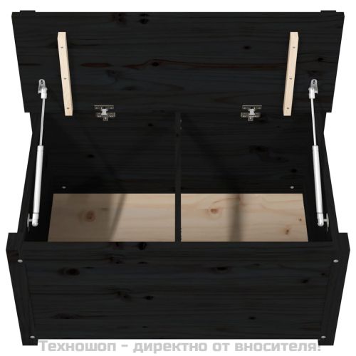 Пейка, черна, 80x41x77 см, борово дърво масив