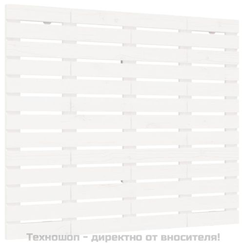 Стенна табла за спалня, бяла, 126x3x91,5 см, борово дърво масив