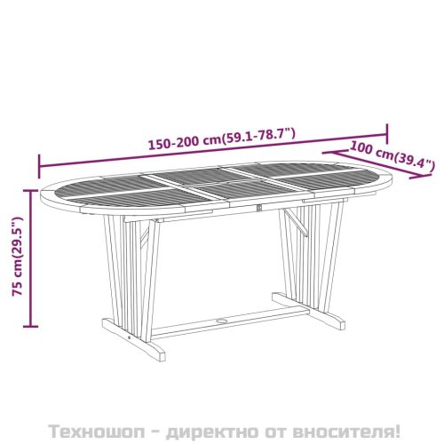 Градински трапезен комплект, 5 части, евкалиптово дърво масив