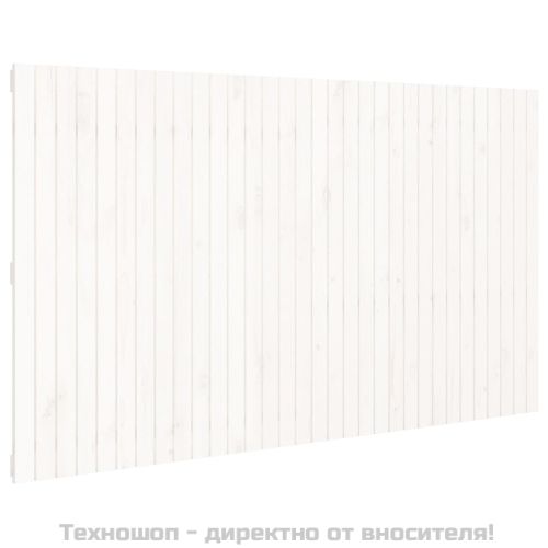 Стенна табла за спалня, бяла, 204x3x110 см, борово дърво масив