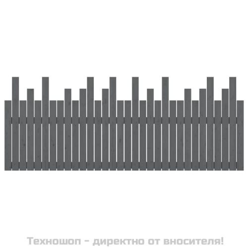 Стенна табла за спалня, сива, 204x3x80 см, борово дърво масив