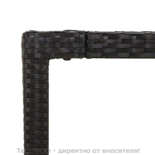 Градински трапезен комплект възглавници 9 части черен полиратан