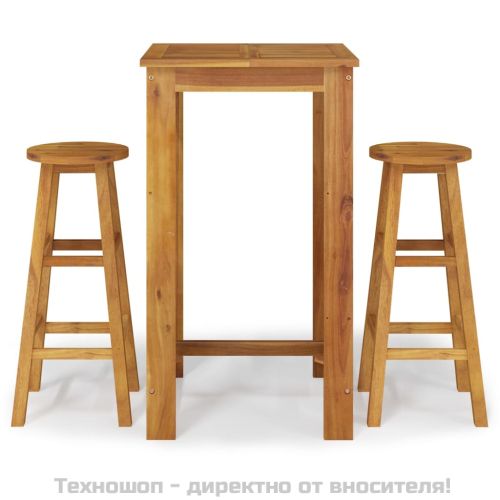 Градински бар комплект от 3 части, акация масив