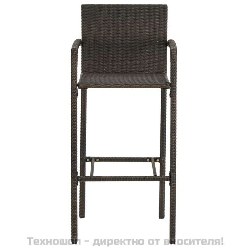 Градински бар комплект с подлакътници, 7 части, кафяв полиратан