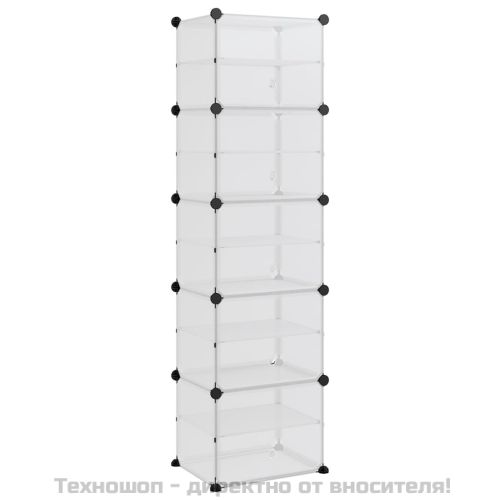 Етажерка за обувки, прозрачна, 44x31,5x153,5 см, PP