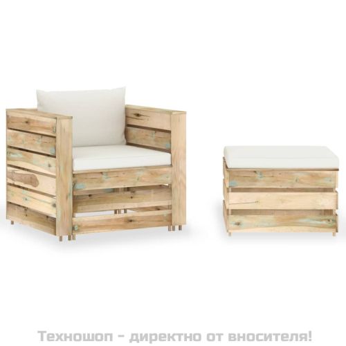 Градински комплект 2 части възглавници зелена импрегнация