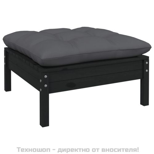 Градински лаундж комплект с възглавници, 7 части, бор масив