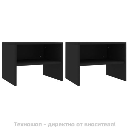 Нощни шкафчета, 2 бр, черни, 40x30x30 см, инженерно дърво