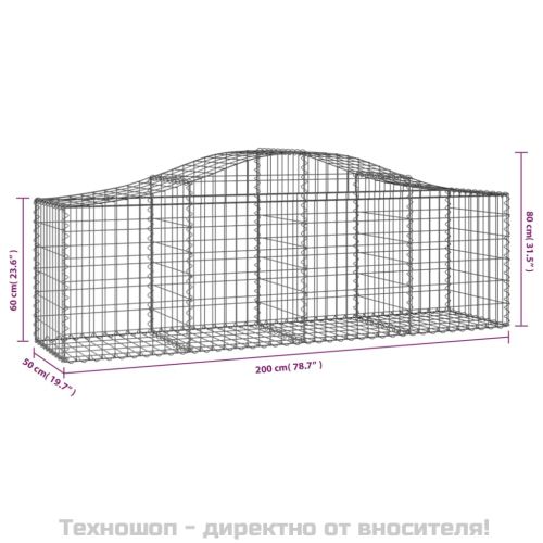 Габионни кошници арка 5 бр 200x50x60/80 см поцинковано желязо