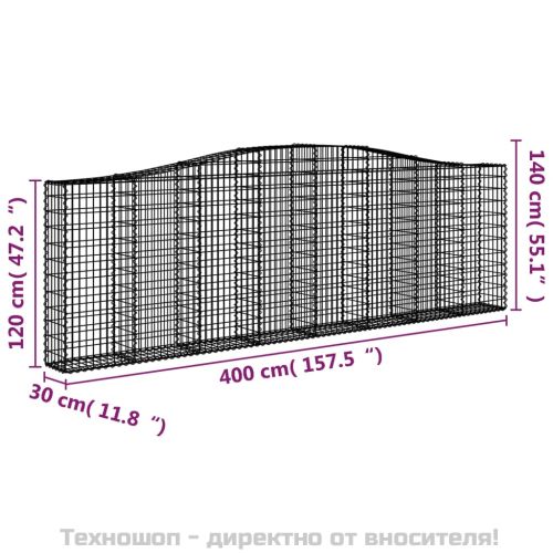 Габионни кошници арка 3 бр 400x30x120/140см поцинковано желязо
