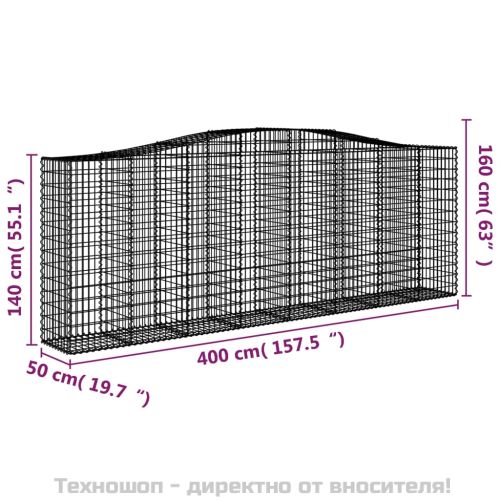 Габионни кошници арка 7 бр 400x50x140/160 см поцинковано желязо