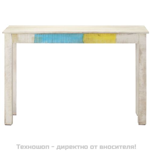 Конзолна маса, бяла, 115x35x77 cм, грубо мангово дърво