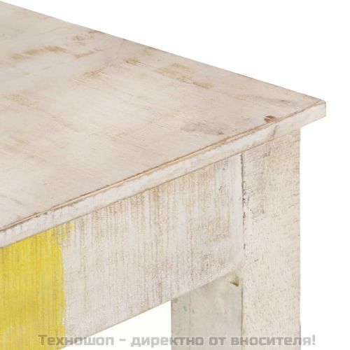 Конзолна маса, бяла, 115x35x77 cм, грубо мангово дърво