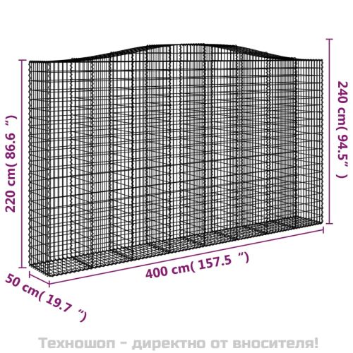 Дъговидна габионна кошница 400x50x220/240 см поцинковано желязо