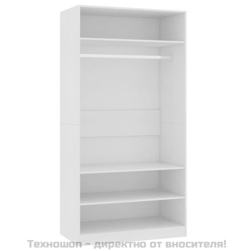 Гардероб, бял, 100x50x200 см, инженерно дърво