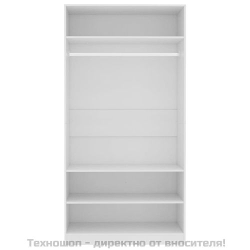 Гардероб, бял, 100x50x200 см, инженерно дърво