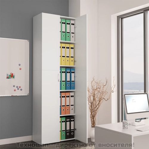 Офис шкаф, бял, 60x32x190 см, инженерно дърво