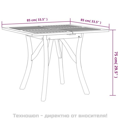 Градинска маса, 85x85x75 см, акация масив