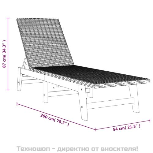 Шезлонги с шалте, полиратан и акациево дърво масив