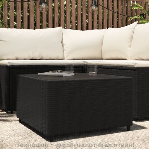 Квадратна градинска масичка за кафе черна 50x50x30 см полиратан