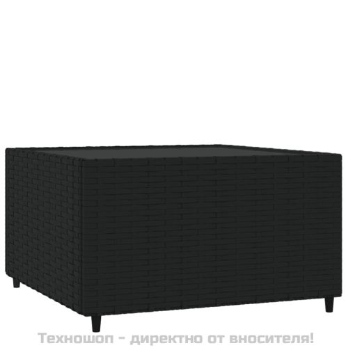 Квадратна градинска масичка за кафе черна 50x50x30 см полиратан