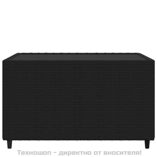 Квадратна градинска масичка за кафе черна 50x50x30 см полиратан