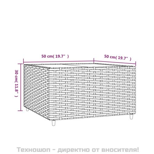 Квадратна градинска масичка за кафе черна 50x50x30 см полиратан