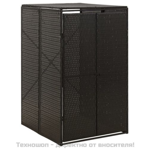 Единичен навес за кофа за смет, черен, 70x80x117 см, полиратан