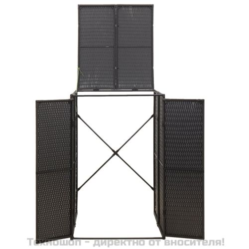 Единичен навес за кофа за смет, черен, 70x80x117 см, полиратан