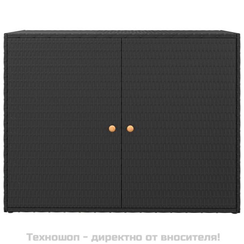 Градински шкаф за съхранение, черен, 100x55,5x80 см, полиратан