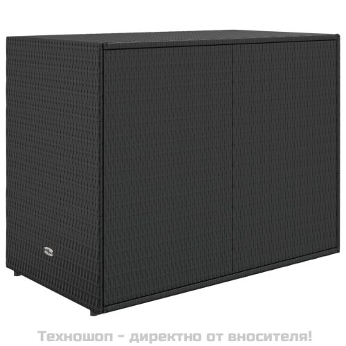 Градински шкаф за съхранение, черен, 100x55,5x80 см, полиратан