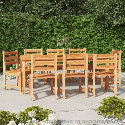 Градински трапезен комплект, 9 части, тиково дърво масив